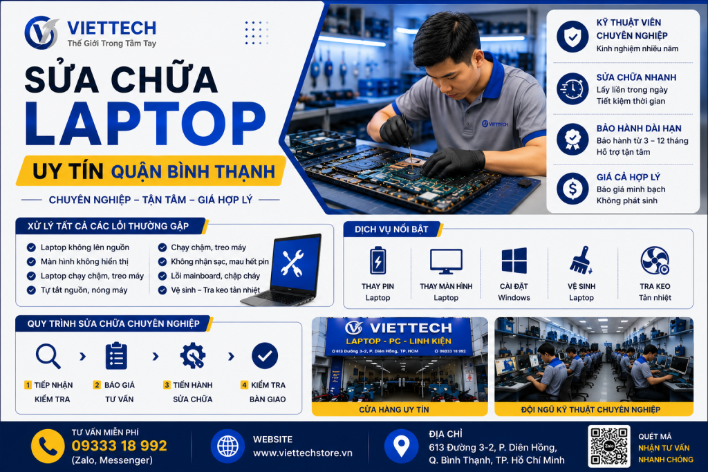 Sửa chữa laptop uy tín quận bình thạnh
