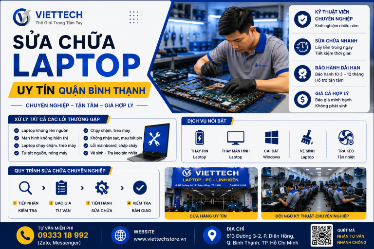 Sửa chữa laptop uy tín quận bình thạnh