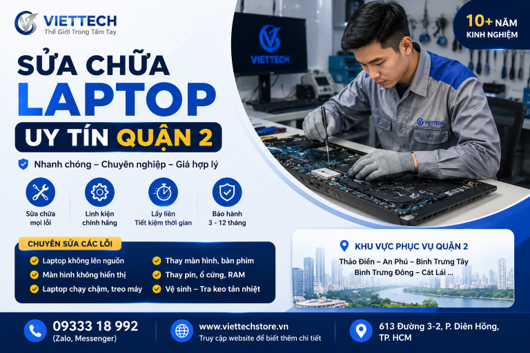 Sửa chữa laptop uy tín Quận 2