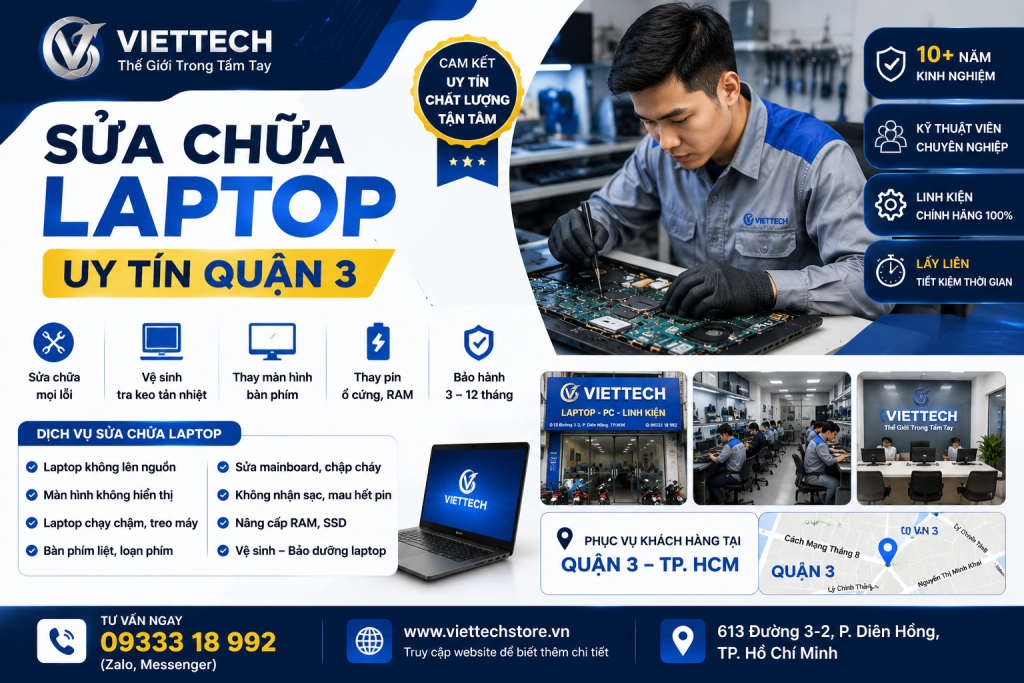 Sửa chữa laptop uy tín Quận 3
