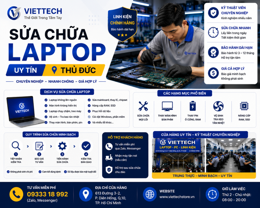 Sửa chữa laptop uy tín Thủ Đức