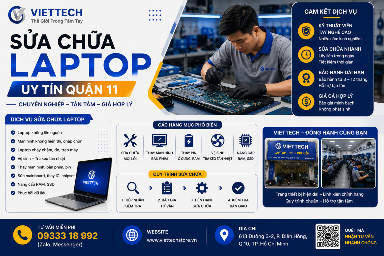 Sửa chữa laptop uy tín quận 11