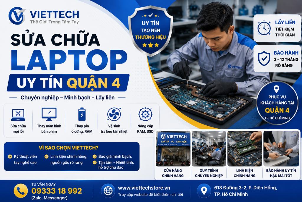 Sửa chữa laptop uy tín quận 4