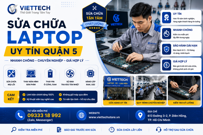 Sửa chữa laptop uy tín quận 5