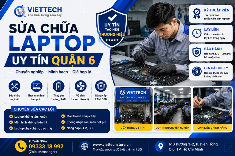 Sửa chữa laptop uy tín quận 6