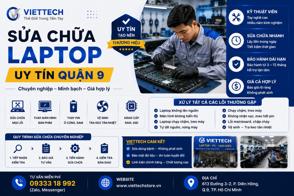 Sửa chữa laptop uy tín quận 9