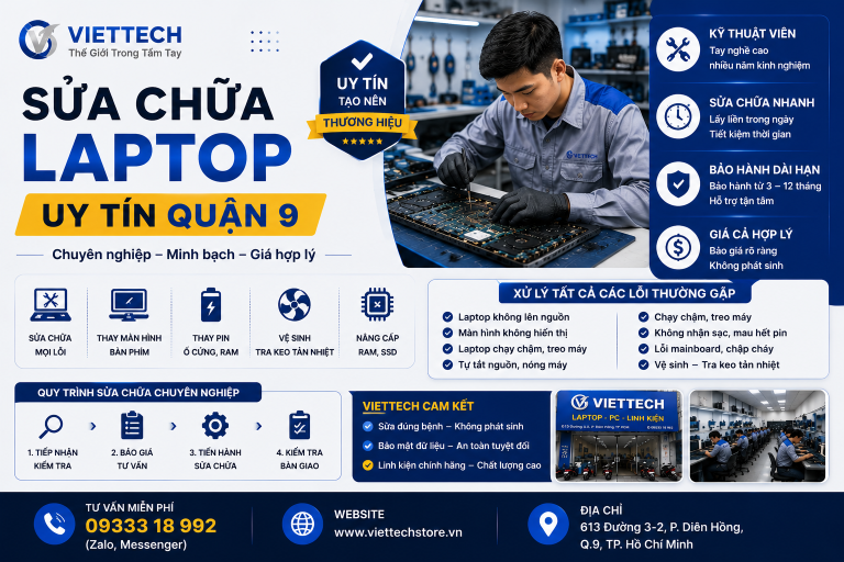 Sửa chữa laptop uy tín quận 9
