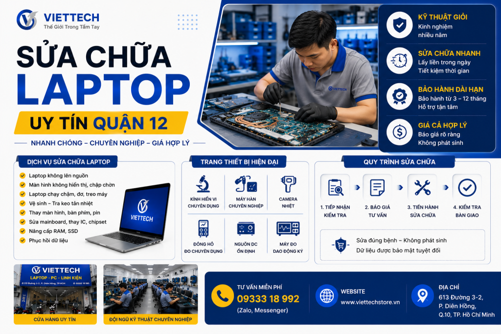 Sửa laptop uy tín quận 12