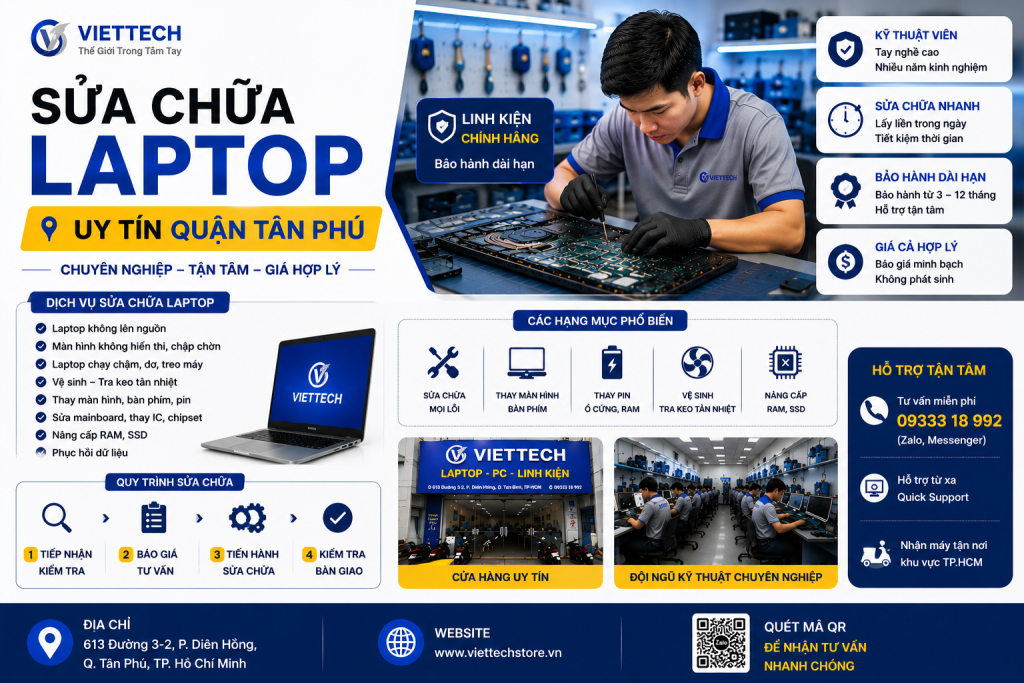 Sửa laptop uy tín quận Tân Phú